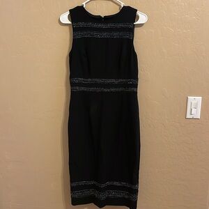 White House Black Market Women’s Black Tweed Trim Dress Size 6